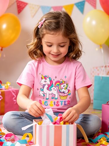 Image of Funnycokid Big Sister Shirts for Girls Pregnancy Announcement Toddler Promoted to T-Shirt 1-7 Years