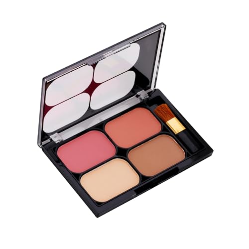 Image of Colors Queen Blush and Highlighter Palette for Face Makeup | Matte Finish, Highly Pigmented & Lightweight Silky Smooth Texture | Blusher and Highlighter Palette with Brush (Multicolor - 01)