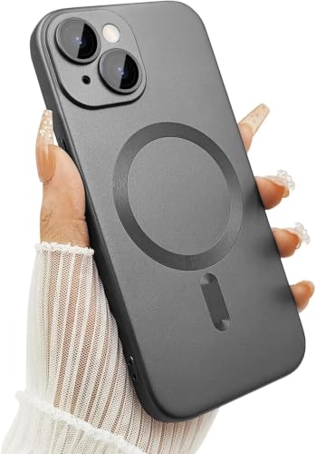 Image of DIZORO Magnetic Case for iPhone 15 Plus Case [Compatible with MagSafe][Built-in Camera Lens Protector] Slim Soft Silicone Bumper Shockproof Metallic Luster Back Cover Phone Case (Grey)