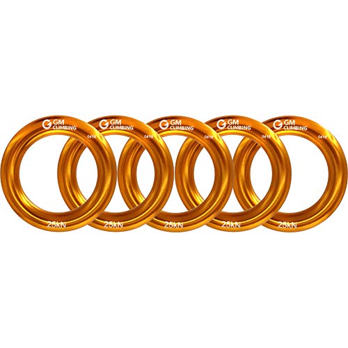 GM CLIMBING Rappel Ring 25kN for Rock Climbing Arborist Rescue Slackline Hammock Large Gold Pack of 5