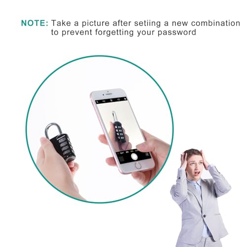 Image of Combination Padlock, 4 Digit Lock Set, Long Shackle Lock, Re-settable Combo Lock, School Locker, Employee Locker for Outdoor, Fence, Gate, Hasp and Storage | 2.62 inch Shackle Height, 4 Digit Resettable Combination Lock for Outdoor Shed, Fence Gate, Coded Padlock for Locker
