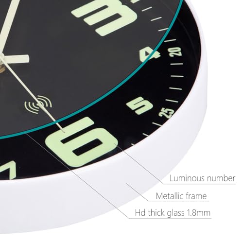ACCSHINE Leuchtend Wanduhr Funkuhr Wanduhr Ohne Tickgeräusche Lautlos 25cm Quarz Modern Groß Batterie Wanduhr Einfach zu Lesen für Zimmer Zuhause KüChe Schlafzimmer Büro Schule (Leuchtend Wanduhr-A)