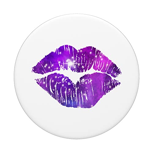 Lips Kiss Design Birthdays and Valentine's Day Girls Women PopSockets Swappable PopGrip, Black - Image 3