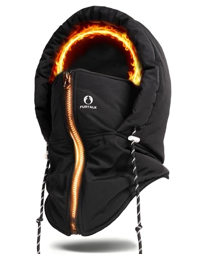 FURTALK Unisex Balaclava Wind-Resistant Winter Face Mask Cold Weather Gear Fleece Lined Ski Men Women Warm Cover Scarf Hat Black