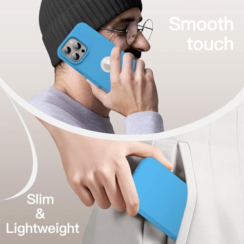 Image of Elzzi Microfiber Cover Compatible for iPhone 16 Pro Case Liquid Silicone Cases Shockproof Cover Back Cover with High Raised Camera Lips (6.3 inch, Aqua)