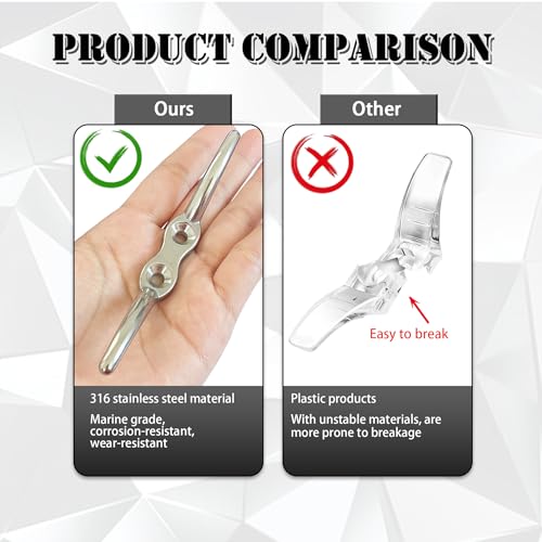 UBRAVE 2 Stuks Marine Rvs Vlaggenmast Touw Cleat Haak,Klauw Bout Klamp Dek Klampen,Boot Touw Schoenplaten 316 Rvs Voor Jacht, Dock, Dek, Basis, Boot, Fastener Accessoires (Met Expansieschroeven) - Afbeelding 6