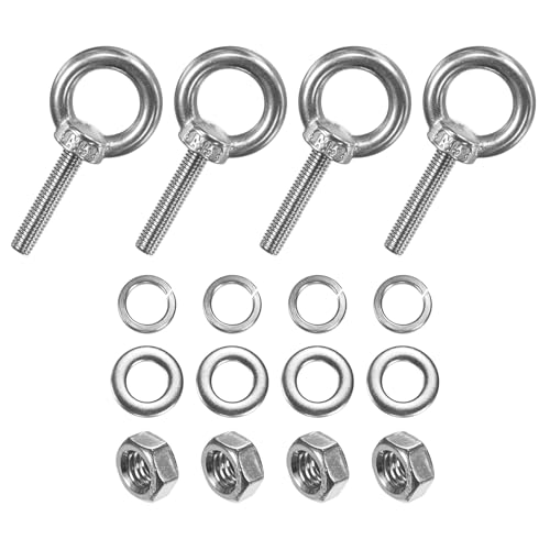 M METERXITY 4-Sets Stainless Eyebolt M5x25mm Shoulder Lifting Eye Bolt with Nuts Washers Male Screw Thread Ring Shoulder Eye Bolts Length 0.98 Inch for Suspending/Fastening