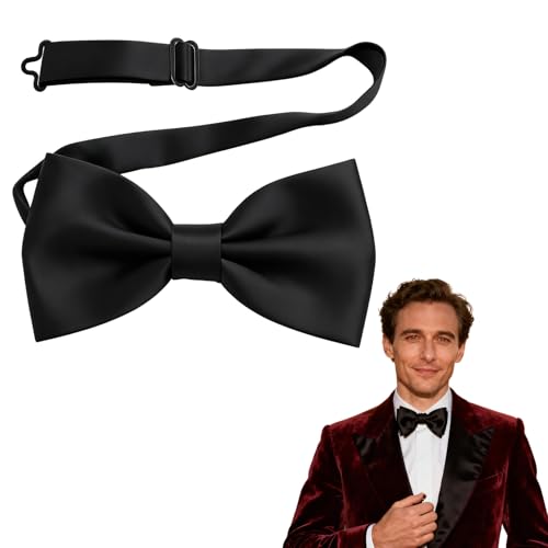 Sariputa Pajarita Hombre Negra Ajustable, Pajaritas Hombre Clásica de Satén, Pajarita Negra Elegante para Boda Fiesta y Eventos Formales