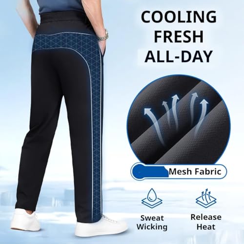 Meshirons - Ice Silk Mesh Panel Casual Pants, Mesh Irons Cooling Pants for Men, Quick Drying Breathable with Pockets3
