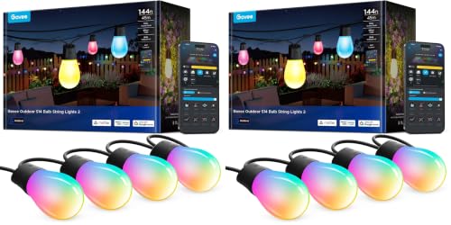 Image of Govee S14 Bulb Outdoor String Lights 2, 144ft RGBICWW, 45 LED Bulbs, IP66 (Pack of 2)