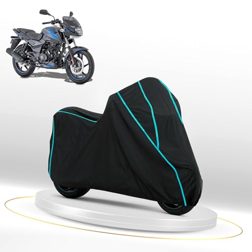 Image of Waterproof Bike Cover for Bajaj Pulsar Series | Dustproof, UV Heat Resistant & Windproof with Full Bottom Elastic, Heavy Duty Polyester Fabric, Triple Stitched - Black