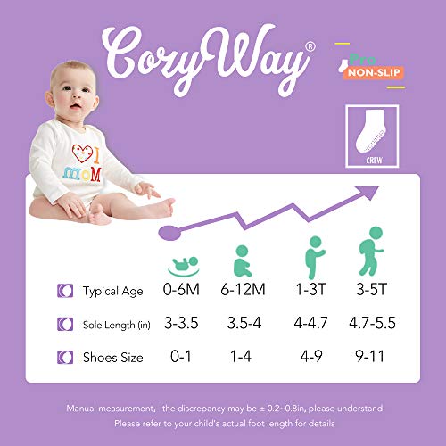 Cozyway Non Slip Crew Grip Socks, 12 Pairs For Boys, Solid Black|White|Gray|Aqua Blue|Sky Blue|Lime Green, 1-3 Years Old #TOP6