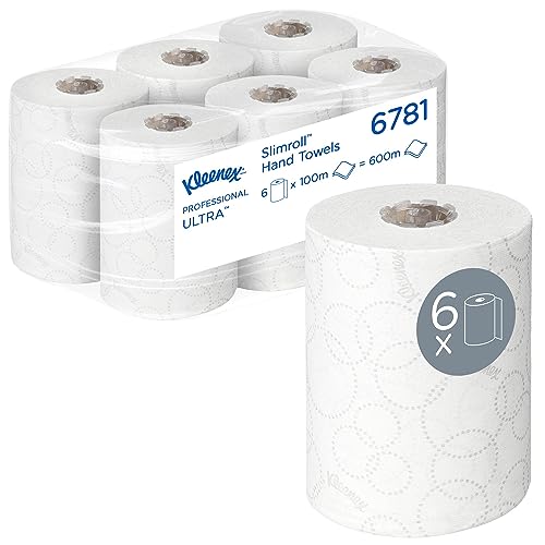 Kleenex Ultra Slimroll roll paper towels 6781 - 2-ply roll towels - 6 x 100 m white roll paper towels , absorbent and tear resistant