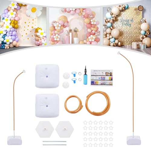 Kit de moldura para balões, 2,5 m e 1,5 m, arco de casamento, arco de meio arco para aniversários, casamentos, festas de formatura, aniversários, dourados