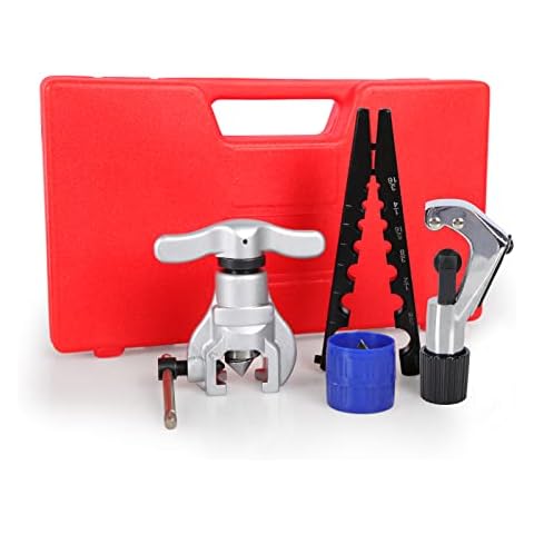 ORIENTOOLS Flaring Tools Set, Eccentric Flaring Tool Kit 7 Dies 3/16-3/4 Inch 45 Degree Angle, Brake Line Tube Cutter for Copper, Aluminum, Brass, Soft Steel Tube Cover