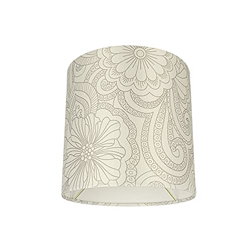 Image of Aspen Creative 58305A, Drum Uno Lamp Shade, Cream Floral Pattern, 8 inch Top x 8 inch Bottom x 8 inch Height, Slip UNO 33mm