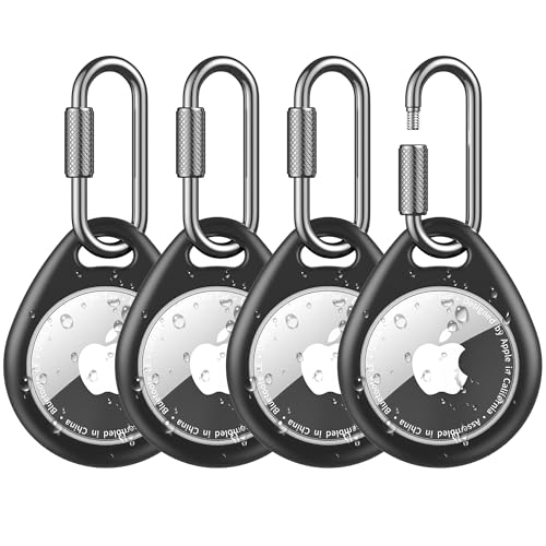 Image of for AirTag Holder for Apple Air Tag 2nd Generation 1st Gen- 4 Pack Air Tagholder Keychain with Professional Carabiner, Waterproof & Shockproof TPU Air Tag Case 2 /1 for Keys, Backpacks, Pets, Luggage
