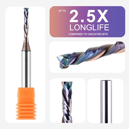 Image of SpeTool 1 /8 Inch Spiral Router Bits Up Down Compression Bit 1 /4 Inch Shank with Coated, Carbide CNC Router Bit End Mill for Woodwork Cutting Carving Engraving Tools