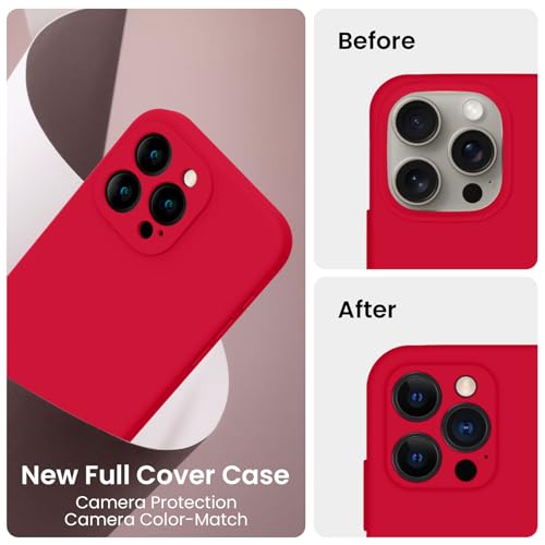 Image of FireNova Designed for iPhone 16 Pro Max Case, Silicone Upgraded [Camera Protection] Phone Case, Soft Anti-Scratch Microfiber Lining Inside, 2024, Deep Red