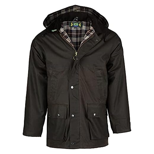 Romneys Wachsjacke Country – klassische englische Outdoorjacke aus gewachster Baumwolle, wasserdicht & winddicht, robuste Regenjacke mit Kapuze für Damen und Herren (braun, 3XL)