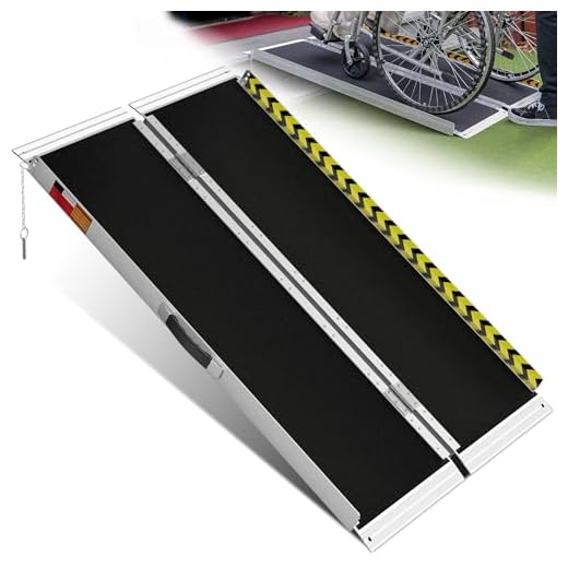 PURFINO Wheelchair Ramp 122 cm, Maximum Load 363 kg, Non-Slip Aluminium Folding Wheelchair Ramp with Carborundum Coating for Steps, Door Threshold, Kerbs, Stairs and Cars