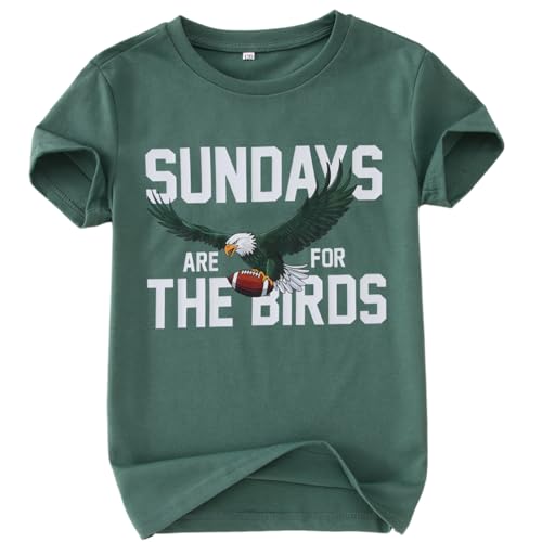 KEKEMI Boys Girls Football Ballgame Shirts Sundays for The Birds T-Shirt Game Day Outfit Kids Sports Tees Football Fans Tops