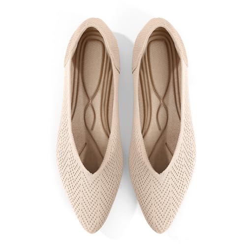 Image of Pointed Toe Flats for Women Knit Ballet Flats Women's Comfortable Dress Shoes Casual Business Work