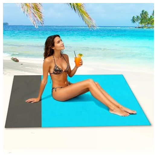 YOYI Sand Free Beach Blanket 210T Polyester,Beach Mat Waterproof Sandproof for 3-7 Adults, Oversized 55'' x 69'' Lightweight Pocket Blanket for Travel, Camping, Hiking, Music Festivals (Blue 55x69)