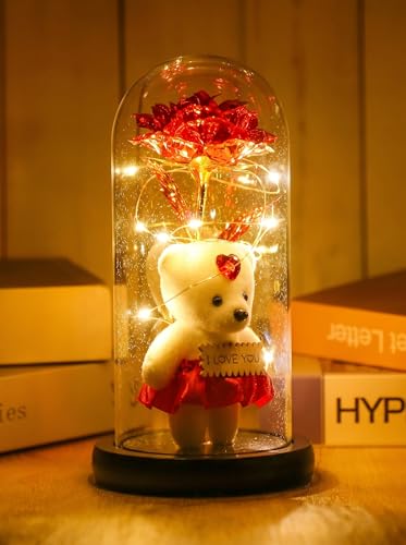 Wishpitara Store LED Rose in Glass Dome with Teddy - Image 6
