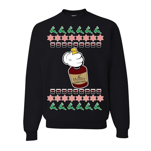 wild custom apparel Merry Henny Christmas Ugly Christmas Sweater Crewneck Sweatshirt
