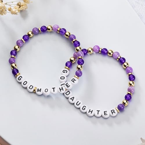 Godmother Proposal Gift, Gifts from Godchild, Goddaughter Gifts, Matching Stretch Beaded Bracelets, FLBR03C4