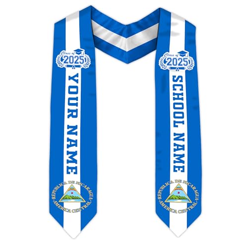 MonkeyVan Custom Nicaraguans Graduation Sash 2025, Nicaragua Graduation Stole, Nicaraguans American Flag Graduation Sash 2025 Ncrg 5