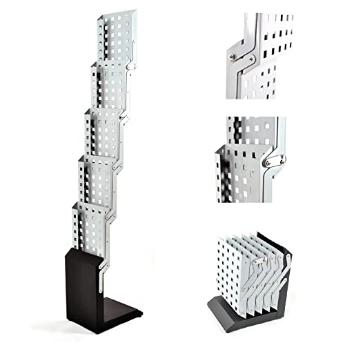 Displayfactory Foldable Magazine Rack Catalog Literature Rack Brochure Stand Heavy Duty Aluminum Show Rack Display Portable 5 Pockets Brochure Rack For Trade Show Exhibitions Office Retail Store #TOP2