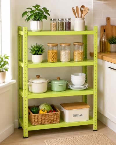 Image of Perfect Rack 4 Shelf Multipurpose Steel Storage Rack for Home, Kitchen, Bedroom, Office & Store | Heavy Duty Metal Shelving Unit | 36 Inch Height x 24 Inch Length x 12 Inch Widthcover (pista)
