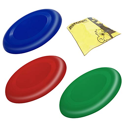 Partituki Pack de 3 Discos Voladores para Niños Muy Fáciles de Sujetar. Mucho más Seguros Que los Frisbees Estándar. Anillos Voladores. Colores: Azul, Rojo y Verde.