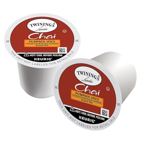 Image of Twinings Pumpkin Spice Chai Black Tea K-Cup Pods for Keurig, 24 Count (Pack of 1), Warm, Spicy & Aromatic, Unsweetened, Caffeinated, Enjoy Hot or Iced