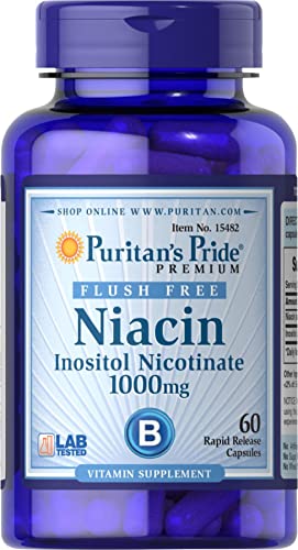 Puritans Pride Flush Free Niacin Inositol Nicotinate 1000 Mg-60 Capsules, 60 Count Puritans Pride Flush Free Niacin Inositol Nicotinate 1000 Mg-60 Capsules, 60 Count