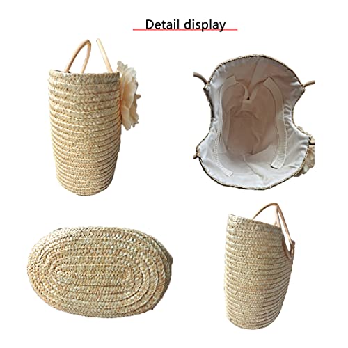Bolsa de playa de paja para mujer miniatura 3