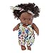 Black Puppe Baby 20cm Puppe Afrikanisches schwarzes Mädchen Baby Lebensleine Simulation Spielzeug Weiche Baby Puppe Künstliche Neugeborene Baby Puppen mit Sonnenblume Overalls für Kleinkind Jungen