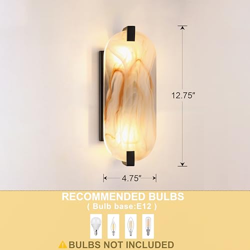Image of 12.7 inch Art Red Oval Glass Bathroom Modern Wall Sconce Fixture for Bedroom Hallway Bedside 2 Pack 2 Light Black Wall Sconce