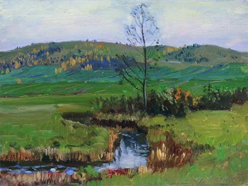 Tableau mural vintage de la rivière Vileyka par Stanislav Joukovski, une impression d'art élégante