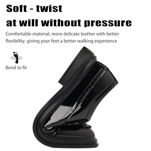 Men's Patent Leather Wingtip Brogue Lace-up Oxford Shoes Classic Pointed Toe Retro Carving Low Chunky Heel Derby Shoes Wedding Business Formal Party Dress Shoes4