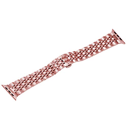 Juntan Compatible Metal Watch Strap for iWatch Smart Watch Band Series 6 SE 5 4 3 2 1 Sport All Models 38mm/40mm Rose Gold - Image 2