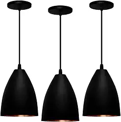 Kit 3 Pendentes Vegas (preto Textura/Bronze)