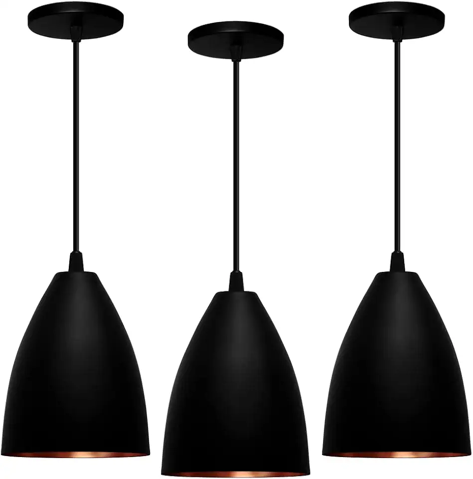 Kit 3 Pendentes Vegas (preto Textura/Bronze)