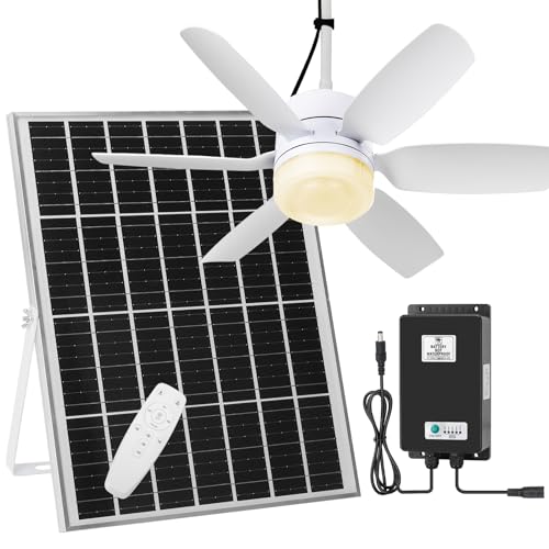 Fanspex 20.5 Solar Ceiling Fan Light for Outdoor Gazebo Porch