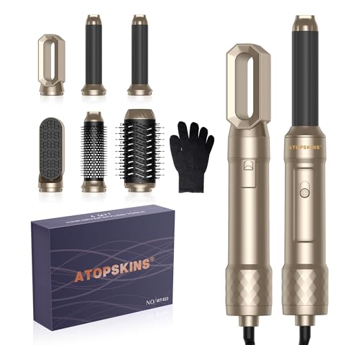 6 in 1 Airstyler Warmluftbürste Set Haarstyler Set, Negativ Ionen Hairstyler mit föhn, Rundbürstenföhn, föhnbürste, Glättbürste, Air Styler Thermal Brush Haartrockner Set, Weihnachtsgeschenke