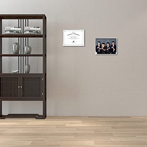 Golden State Art, Metal Wall Photo Frame Collection, 8.5X11 Aluminum Silver Photo Frame With Real Glass & Table-Top Display For Document Or Certificate #TOP6