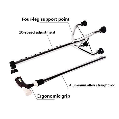 Stampelle a quattro piedi in alluminio/bastone da passeggio Stampelle leggere antiscivolo resistenti all'usura regolabili in altezza per donne e uomini con manico in PVC per anziani