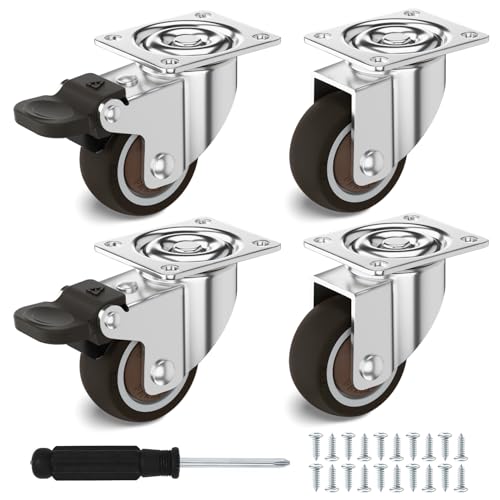 吉祥の家 プレート式キャスター 4個セット 1.25インチ(32mm) 静音 後付け 家具用 TPEホイール 耐荷重64